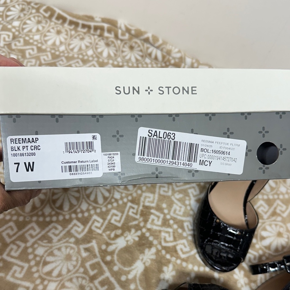 Sun + Stone Glossy Black Croc Heels - Picture 3 of 12